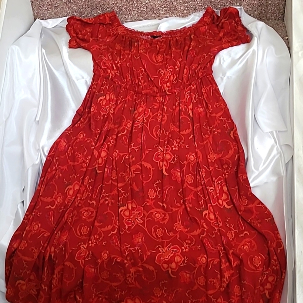 Red, floral, dress, Torrid